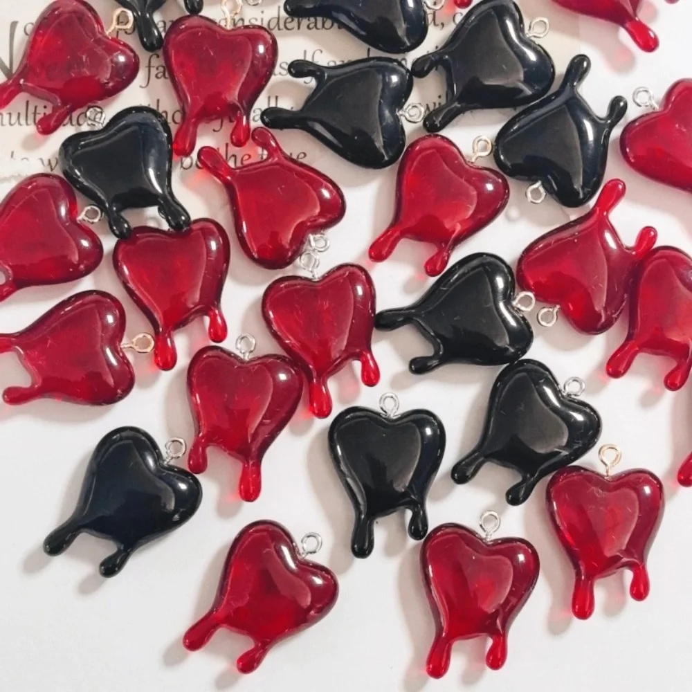 6pcs Acrylic Creative Love Drop Blood Pendant Diy Handmade Jewelry Necklace Earrings Pendant Accessories Materials Charms