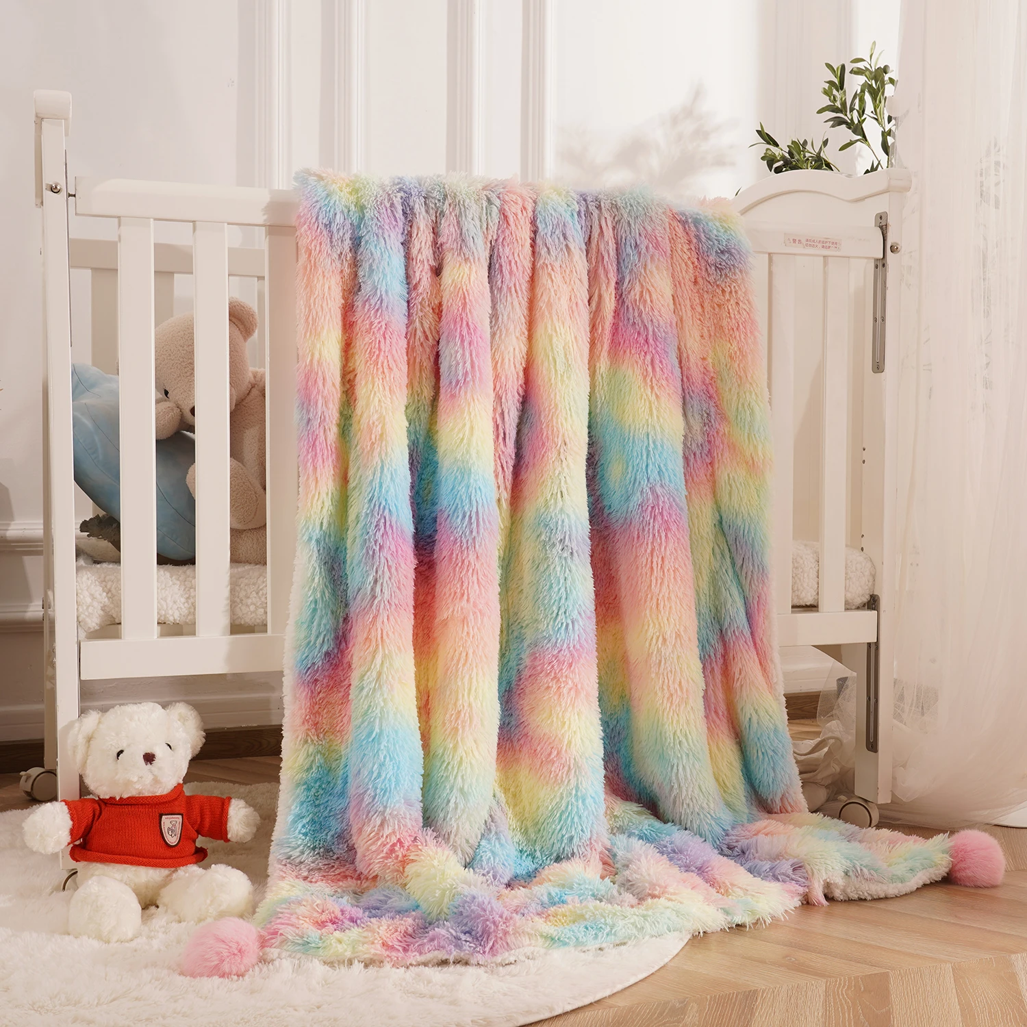 

Super soft and comfortable rainbow blanket Winter Warm Blanket Home Bedspread sheet furry quilt for bed and sofa home decoration