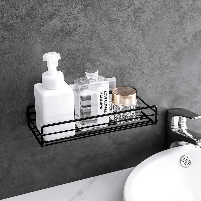 

Bathroom shelf Perforation-free bathroom storage shelf Wrought iron multifunctional wall strip shelf Kitchen toiletries