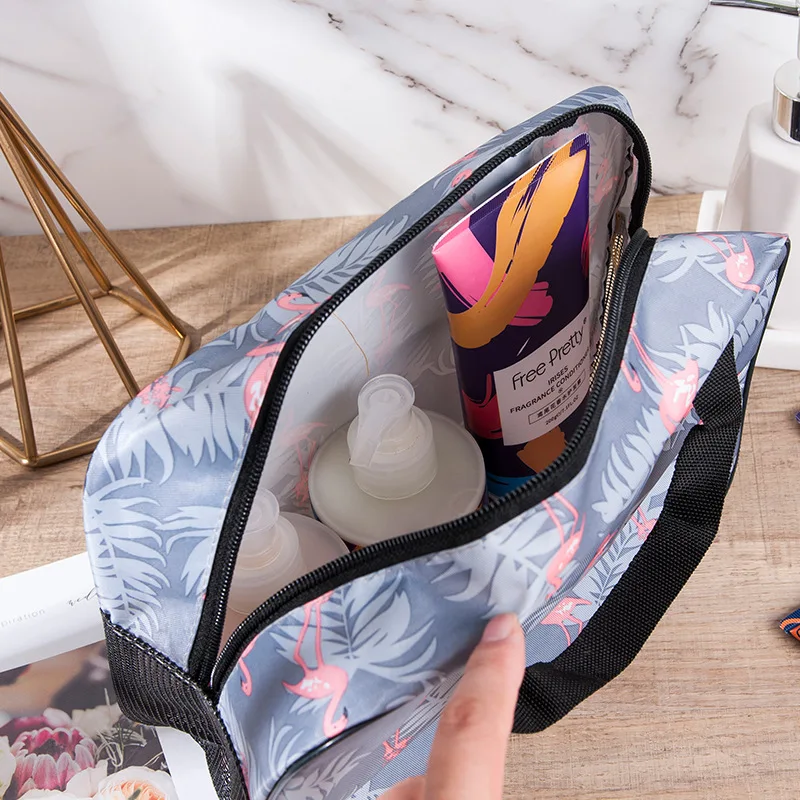 1 Pc Women Oxford Makeup Bag Zipper Bird Cactus Cosmetic Lipstick Organizer Travel Females Tote Toiletry Make Up Storage Pouch