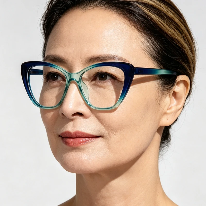 Trendy Anti-blue Light Reading Glasses Women Fashion Cat Eye Readers Blocking Blue Light Presbyopia Eyeglasses Luxury Eyewear
