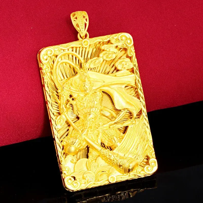 

100% Real Copper 24K Gold 18K Plated Thickened Monkey King's Aggressive Men's Great Sage Equaling Heaven Tagline Pendant Gifts