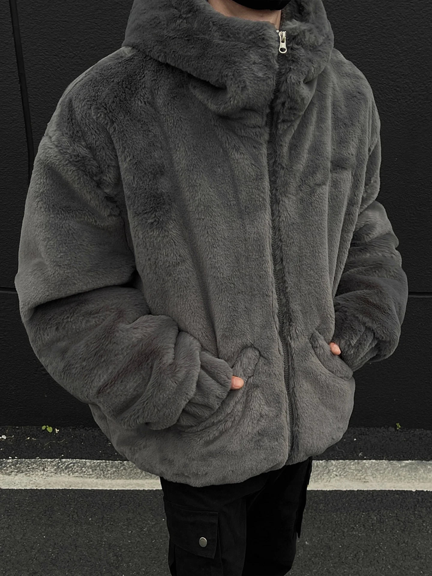 

American Sle Thiened High Collar Loose Hooded Cotton Jaet Men's Winter Lazy High Quali Couple Warm Cotton Coat