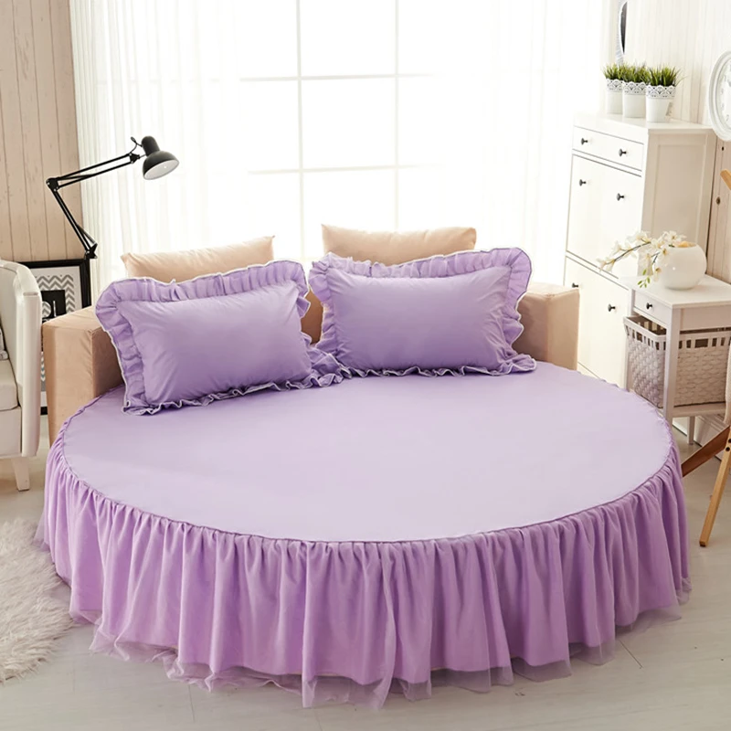 

Cotton Round Bed Skirt Set for Home, Circle Sheet, Ruffles, Lace Bed Set, Customizable Size, 14 Colors Options, 1 Pc, 3Pcs