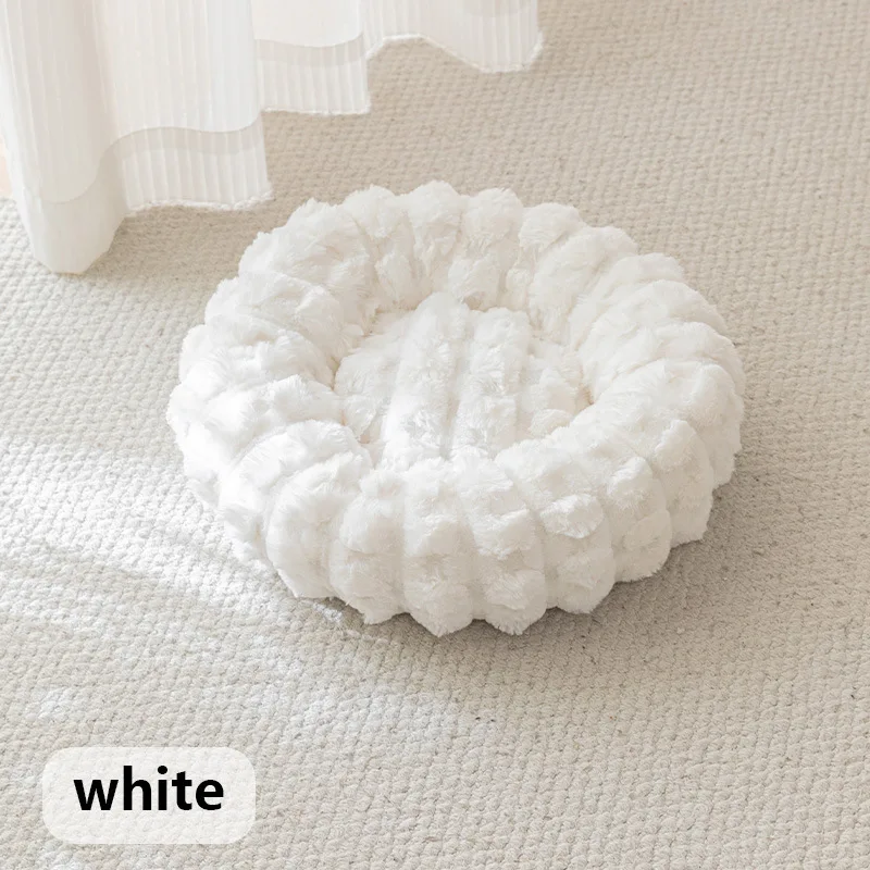 Heart Pattern Plush Pet Bed Plush Round Dog and Cat Beds Winter Pet Nests Breathable Waterproof Mats Pet Bed