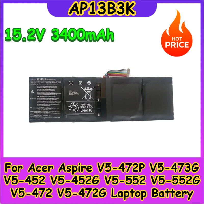 

New AP13B3K 15.2V 3400mAh Laptop Battery For Acer Aspire V5-472P V5-473G V5-452 V5-452G V5-552 V5-552G V5-472 V5-472G V5-552P