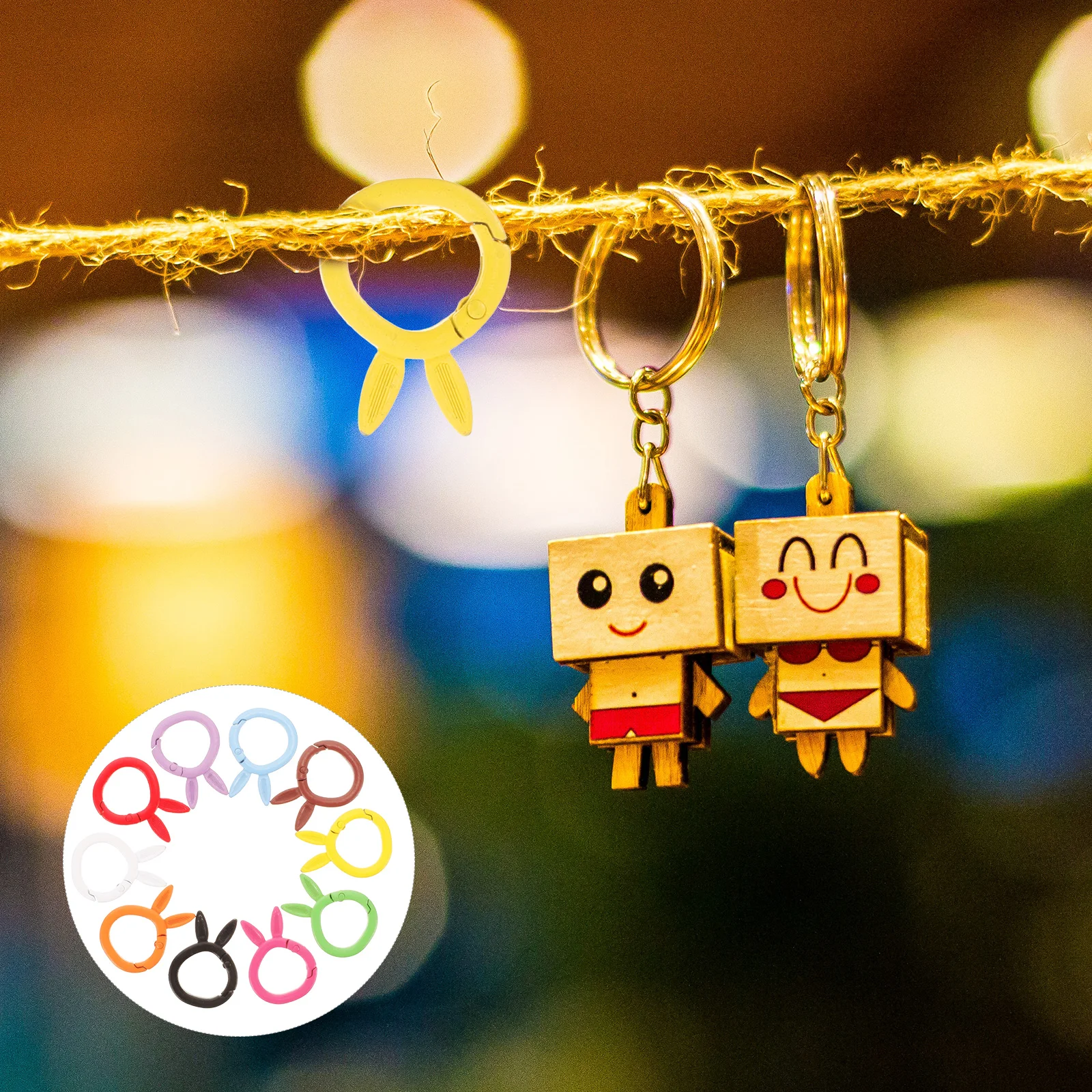 

10pcs Candy Color Rabbit Keychain Smooth Metal Durable Craft Kits DIY Accessories Small Key Rings Split Rings Bulk