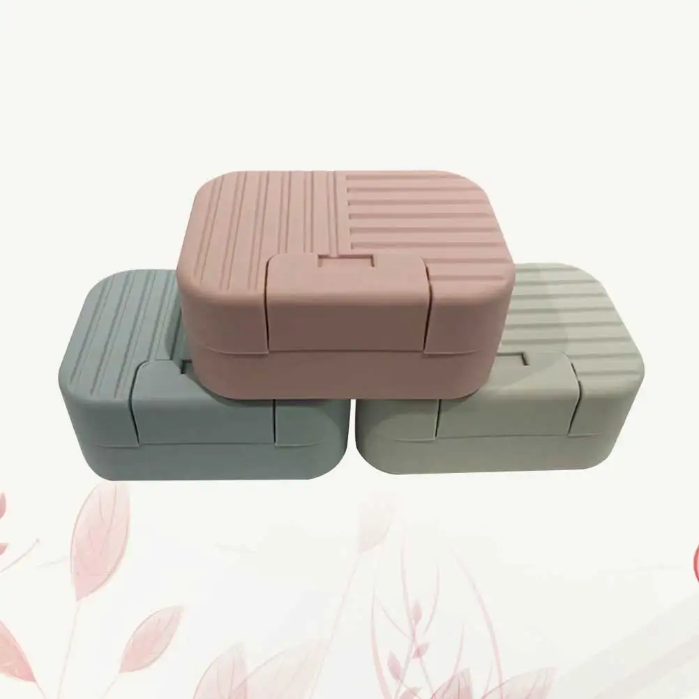 

3pcs Portable Soap Box Pink Face Small Container Outdoor Gym Practical Dish Travel Safety Sealing