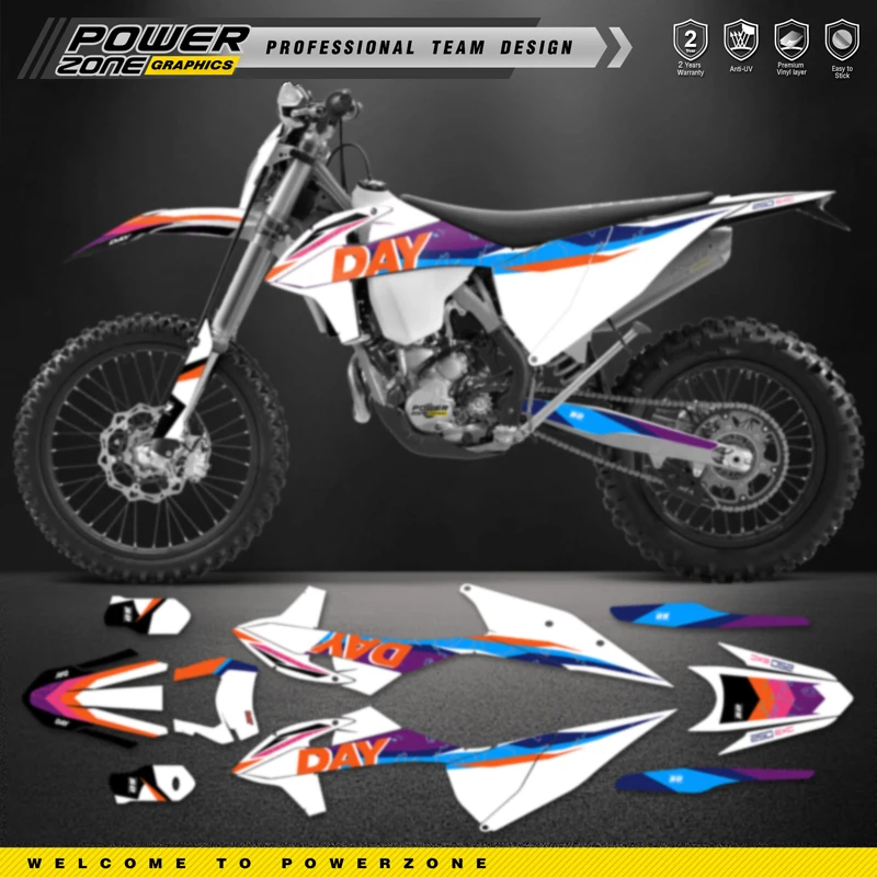 PowerZone مخصص فريق الرسومات الخلفيات الشارات مجموعة ملصقات ل KTM SX SXF MX 2019-2022 EXC XCW إندورو 20-23 125 إلى 500cc 101