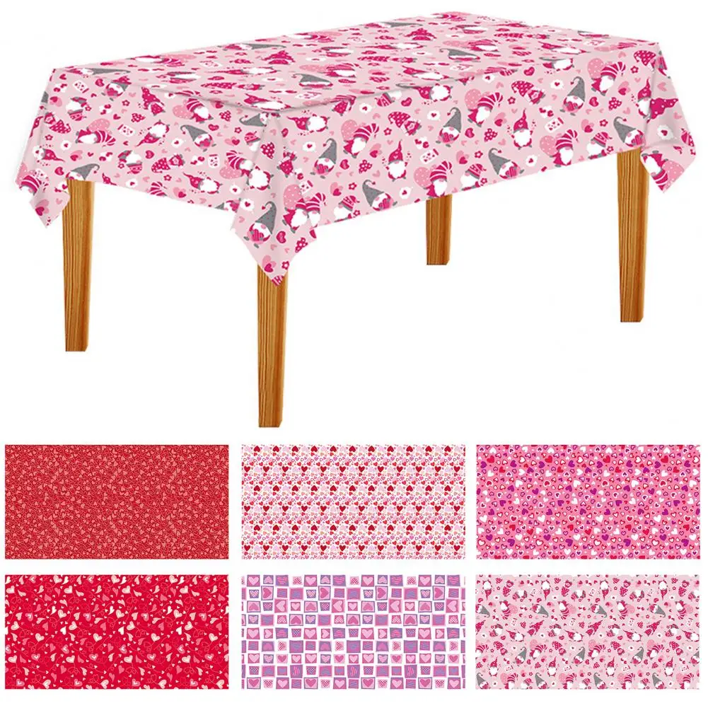 Valentine's Day Tablecloth Heart Printed Create Atmosphere Romantic Dinner Decoration Peva Material Tablecloth Home Room Decor