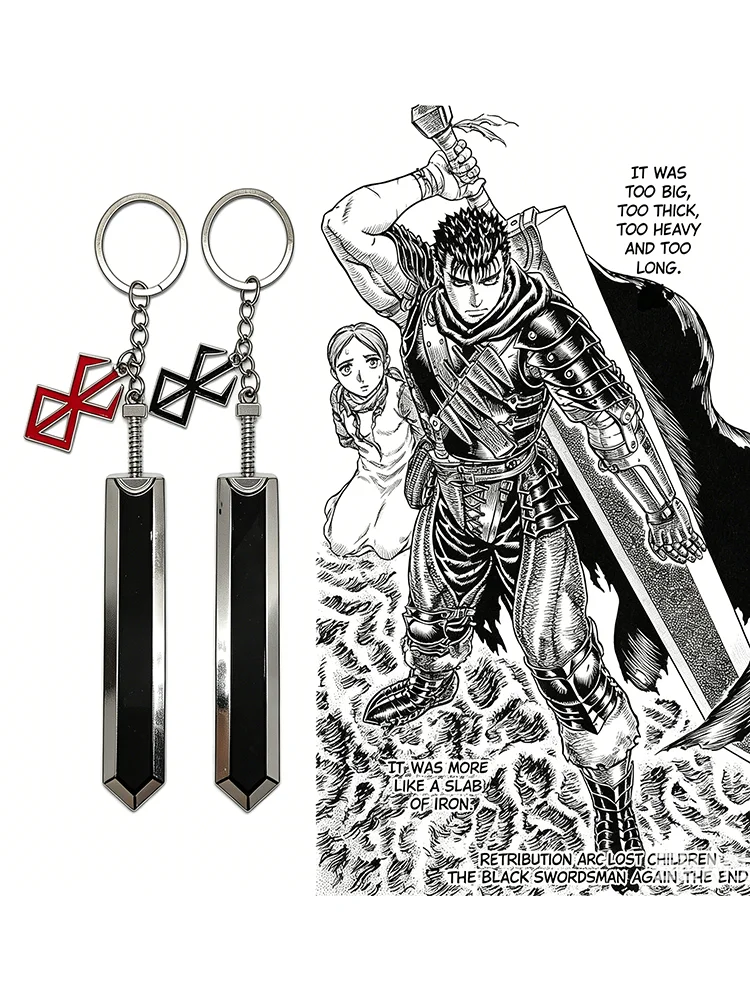 Berserk Guts Drachentöter-Schwert Schlüsselanhänger Griffith Opferzeichen Metall-Schlüsselring Anime Berserk Rucksack-Anhänger Cosplay-Geschenk