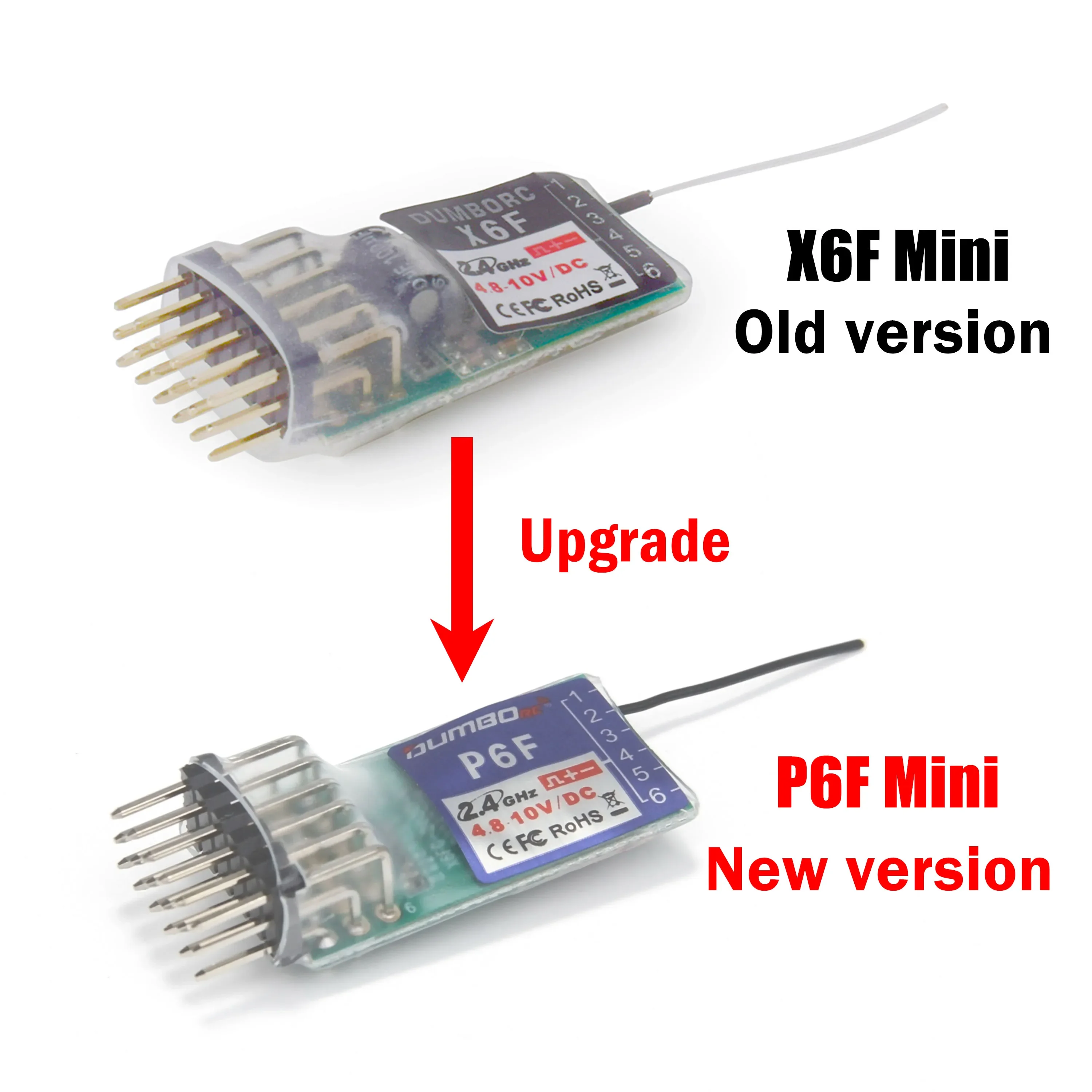 DUMBORC P6F P6FG 2.4G 6CH Mini ricevitore per trasmettitore X4 X5 X6 DDP-350 Sistema radio RC Auto Camion Barca Aereo Drone Parti di robot