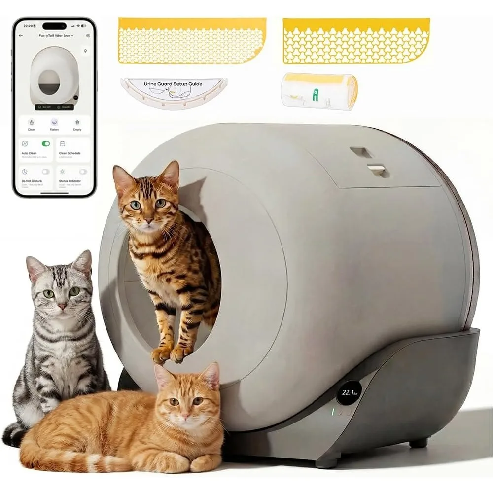 

Automatic Litter Box Self Cleaning, Kitty Litter Box, Smart Safety Sensors, Odor & Leak Control, Large Capacity，Customized