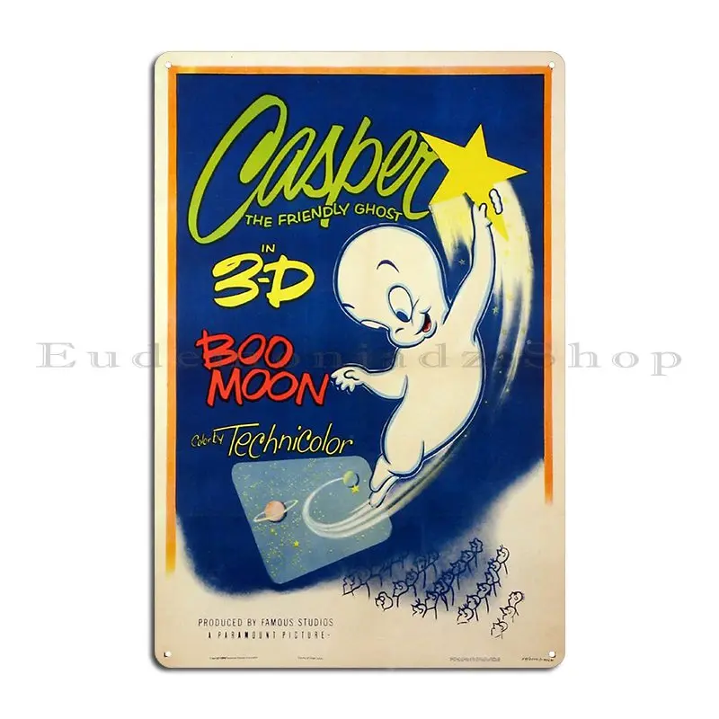 1950 S Casper The Ghost 3d Retro Vintage Poster Metal Plaque Party Wall Pub Painting Wall Decor Print Tin Sign Poster