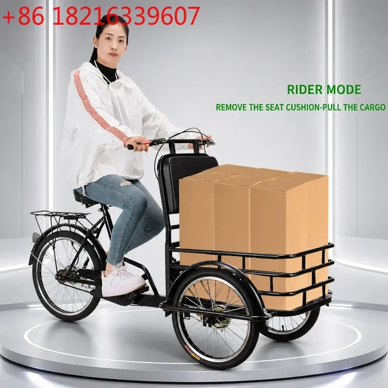 European Style Leisure Tricycle for Adults and Seniors with Cargo Basket for Baby Shopping Walking Pets Reverse Cycling