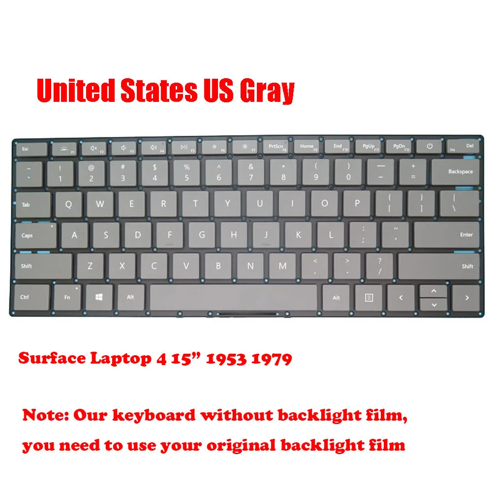 Laptop Keyboard For Microsoft Surface Laptop 4 15” 1953 1979 United States US/United Kingdom UK Black/Gray/PINK Without Frame