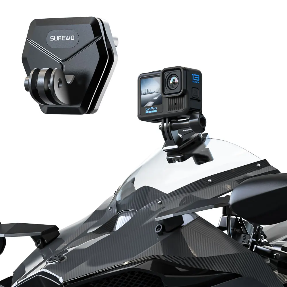 

Motorcycle Windshield Clip Mount, Motorcycle Windshield Camera Clamp, Quick Release Aluminum Alloy Mount for Gopro/DJI and More