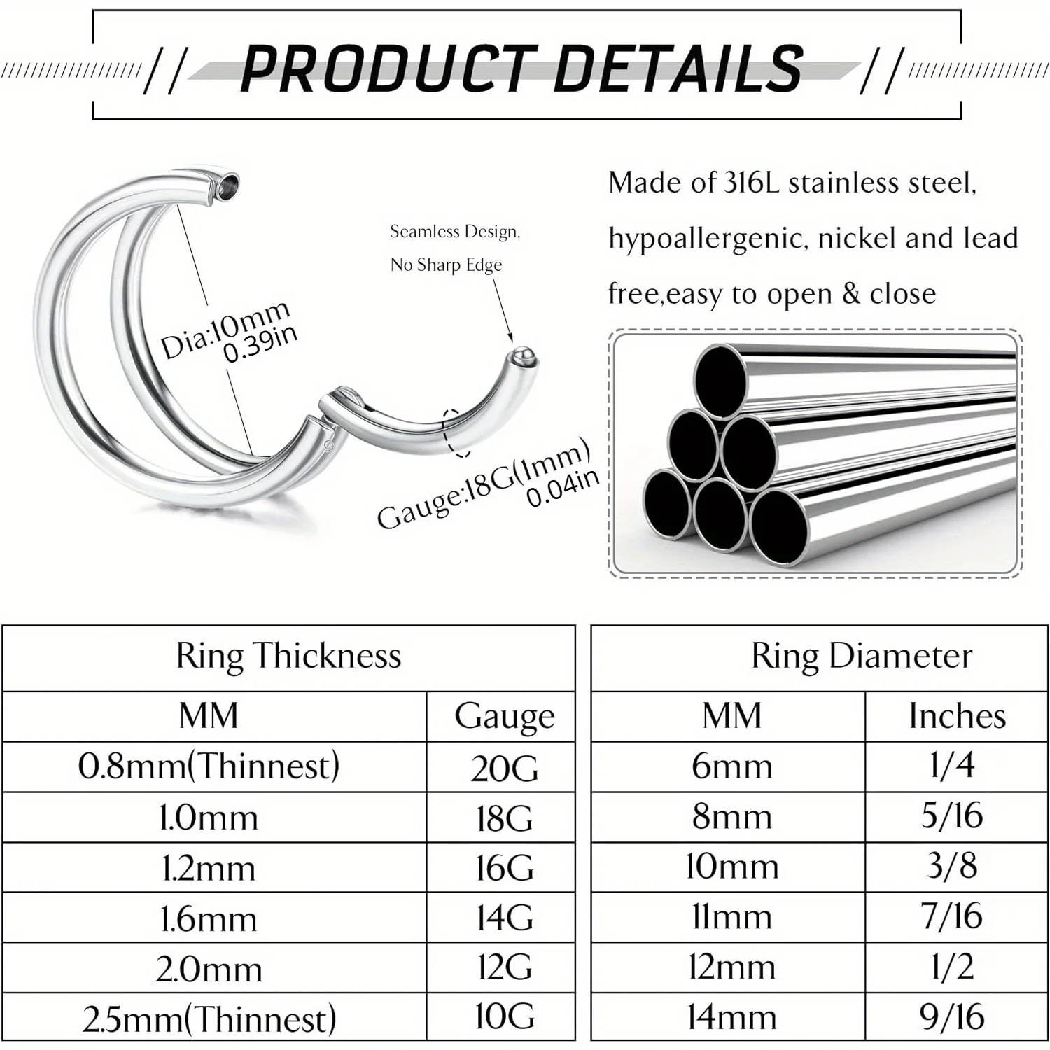 Drperfect-Piercing en Acier pour Femme, Anneaux de Septum, Segment ArtiBMO, Anneau Antarctique, Jules Helix Cartilage Conch