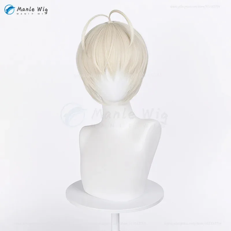 أنيمي Kasugano Haruka تأثيري الباروكات الرجال قصيرة رمادي فاتح الذهبي شعر مستعار مقاومة للحرارة الشعر الدعائم الطرف شعر مستعار + غطاء شعر مستعار