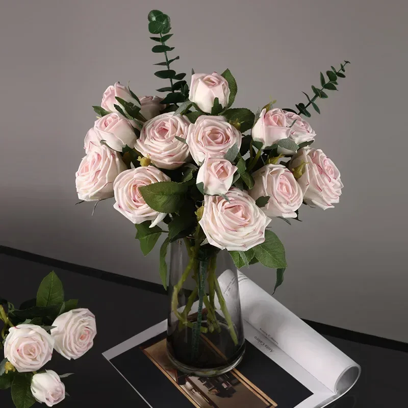 

Artificial Roses Simulated Flower Porch Living Room Dining Table Bedroom Desktop Wedding Bouquet Fake Plant Home Decoration