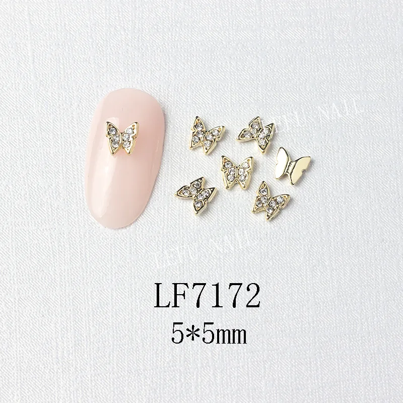 10Pcs Gold/Silber Multi-Designs Nail art Schmuck Charms Weiß/AB Kristall Strass 3D Schmetterling Geformt legierung Nagel Zubehör – Detail 13