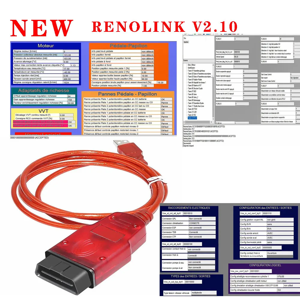 2024 Easy  Renolink V2.10 OBD2 Diagnostic Interface for Renault Vehicles ECU Programmer Airb-ag Code Readers