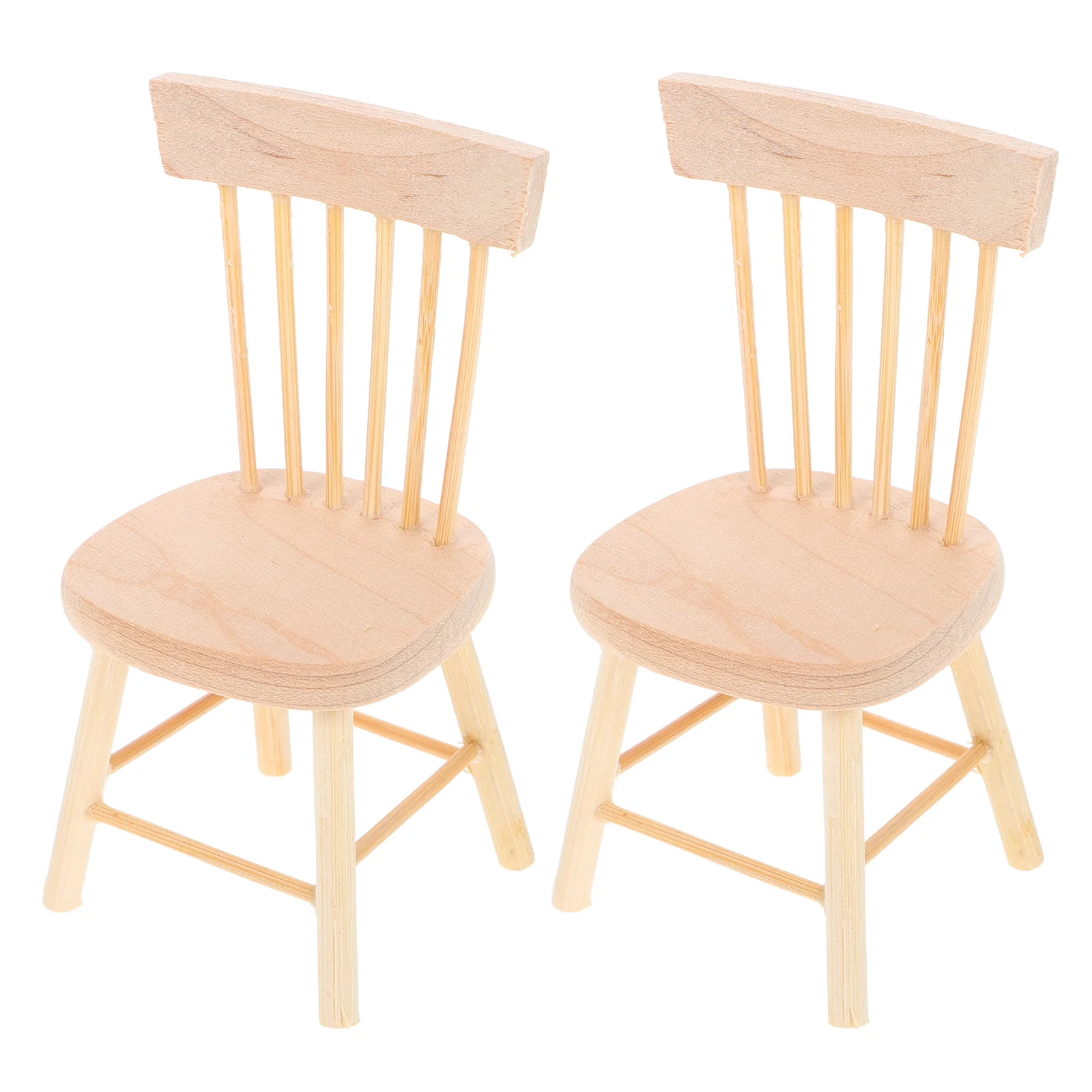 

2 Pcs Chairs Dollhouse Tabletop Accessories Mini Toys for Kids Ornament Props Miniature Beige Tiny Wooden