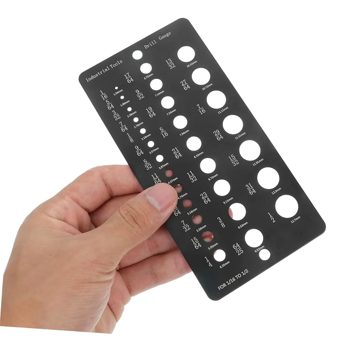AA77 NEW  Drill Bit Gauge 1/16 to 1/2 Inch 29-Hole Drill Bit Measuring Instrument Accurate Drill Hole Measurement Tool