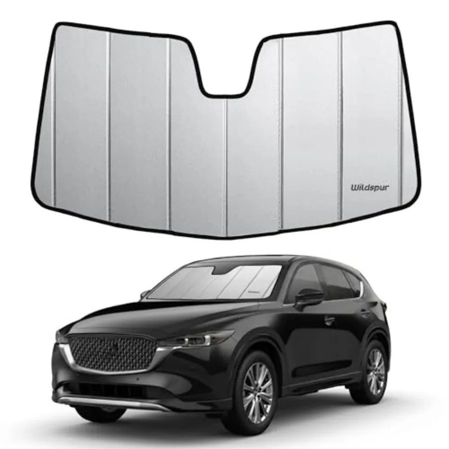 

2017-2025 CX-5 Windshield Sun Shade for Mazda CX-5 Automotive Front Window Sunscreen, Foldable Polyester Fabric, Black, UV Prot