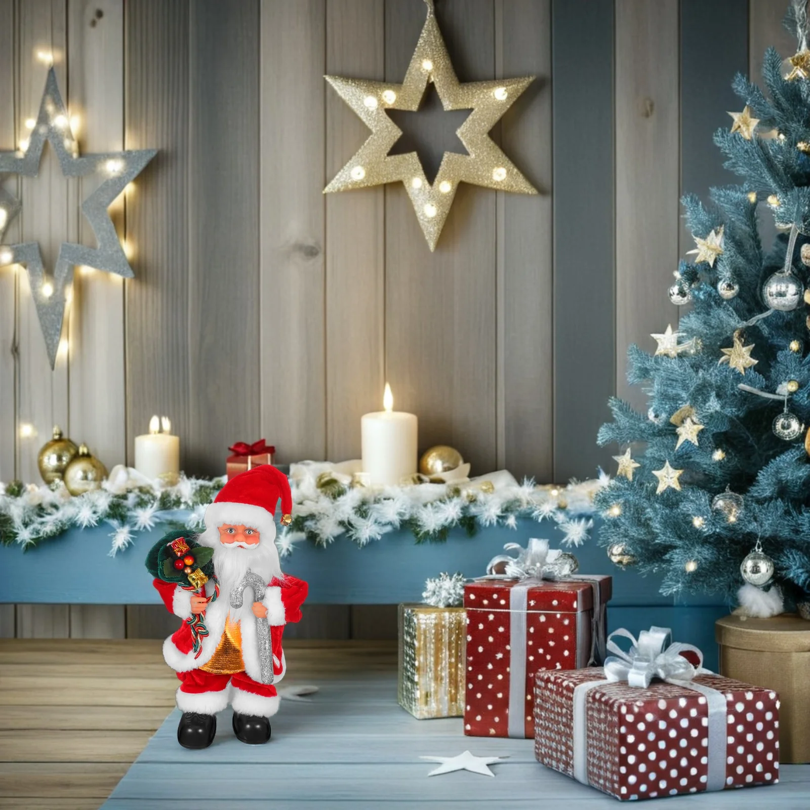 

Adorable Electric Santa Claus With Music For Holiday Family Kids Playtime Movable Decoration Santa Ornament