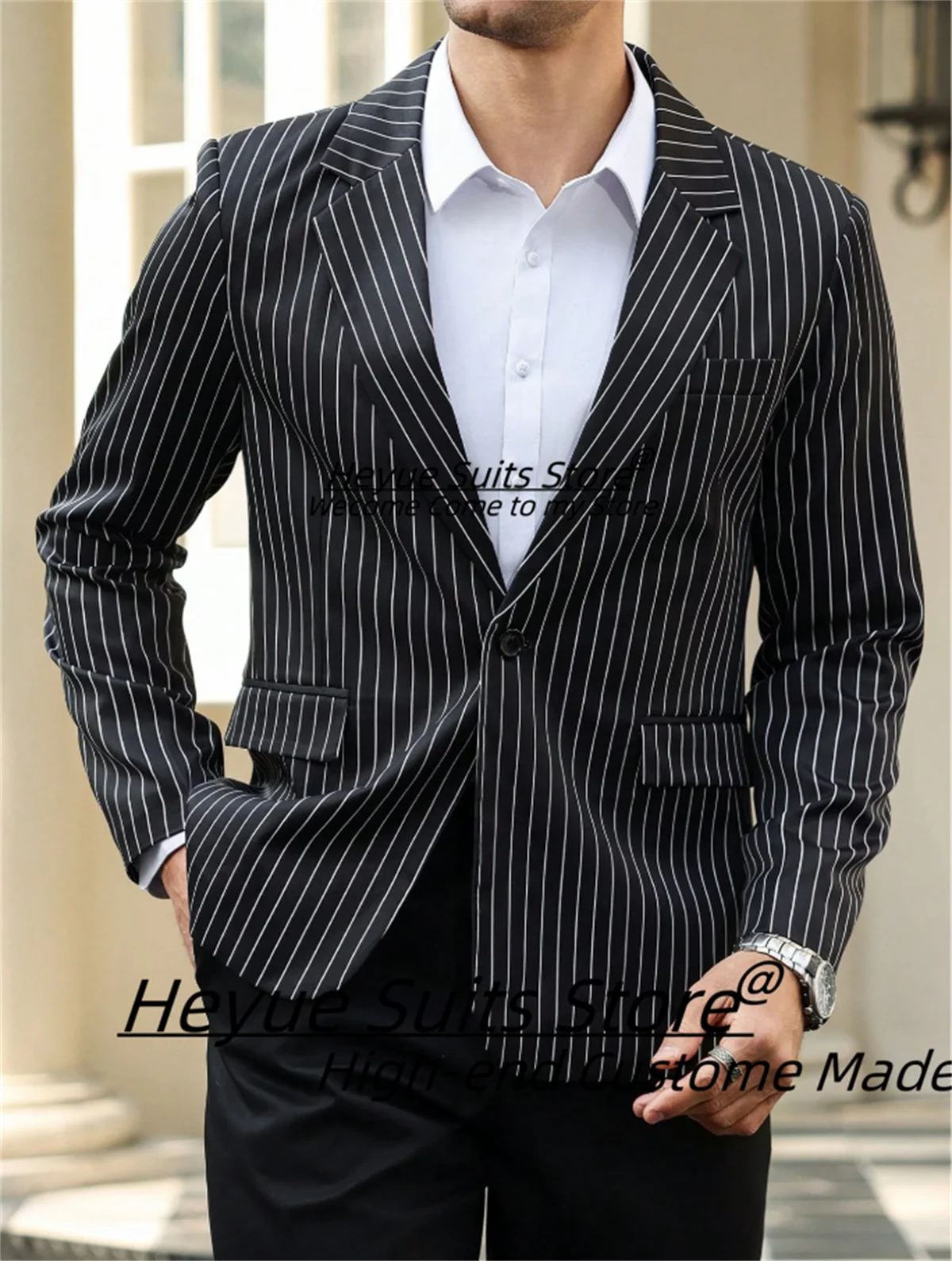 

French style Elegant Men Suits Slim Fit Notched Lapel Groom Prom Tuxedos 2 Pieces Sets Office Work Male Blazers Costume Homme