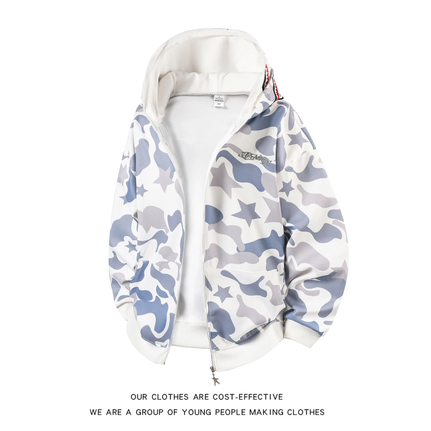 

Американская камуфляжная толстовка с двойным капюшоном, мужская уличная одежда в стиле хип-хоп, куртка на молнии, дизайн для пар, летняя, свободного кроя, удлиненная