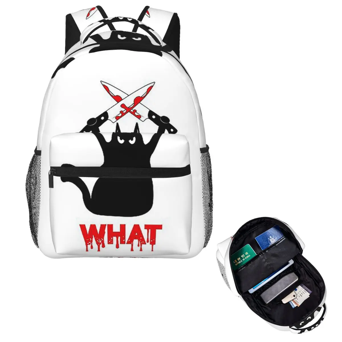 

Забавный черный кот, держащий нож, убийственный черный кот с ножом, рюкзак, Лидер продаж, рюкзак, детская сумка для книг, школьная сумка, сумки на плечо