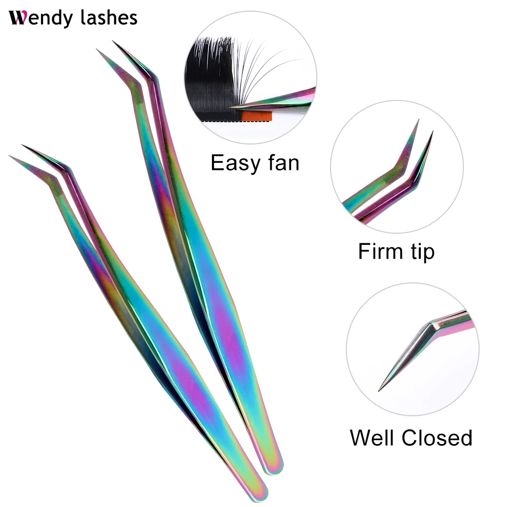 4PCS/Set Eyelash Extension Tweezers For Professional Nail Art Classic Volume Lash Makeup Tools Excellent Closure Stainless Steel