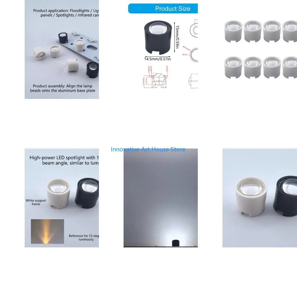 E1PC Narrow Beam 15 Degree LED Lens Reflector Collimator For Various Applications