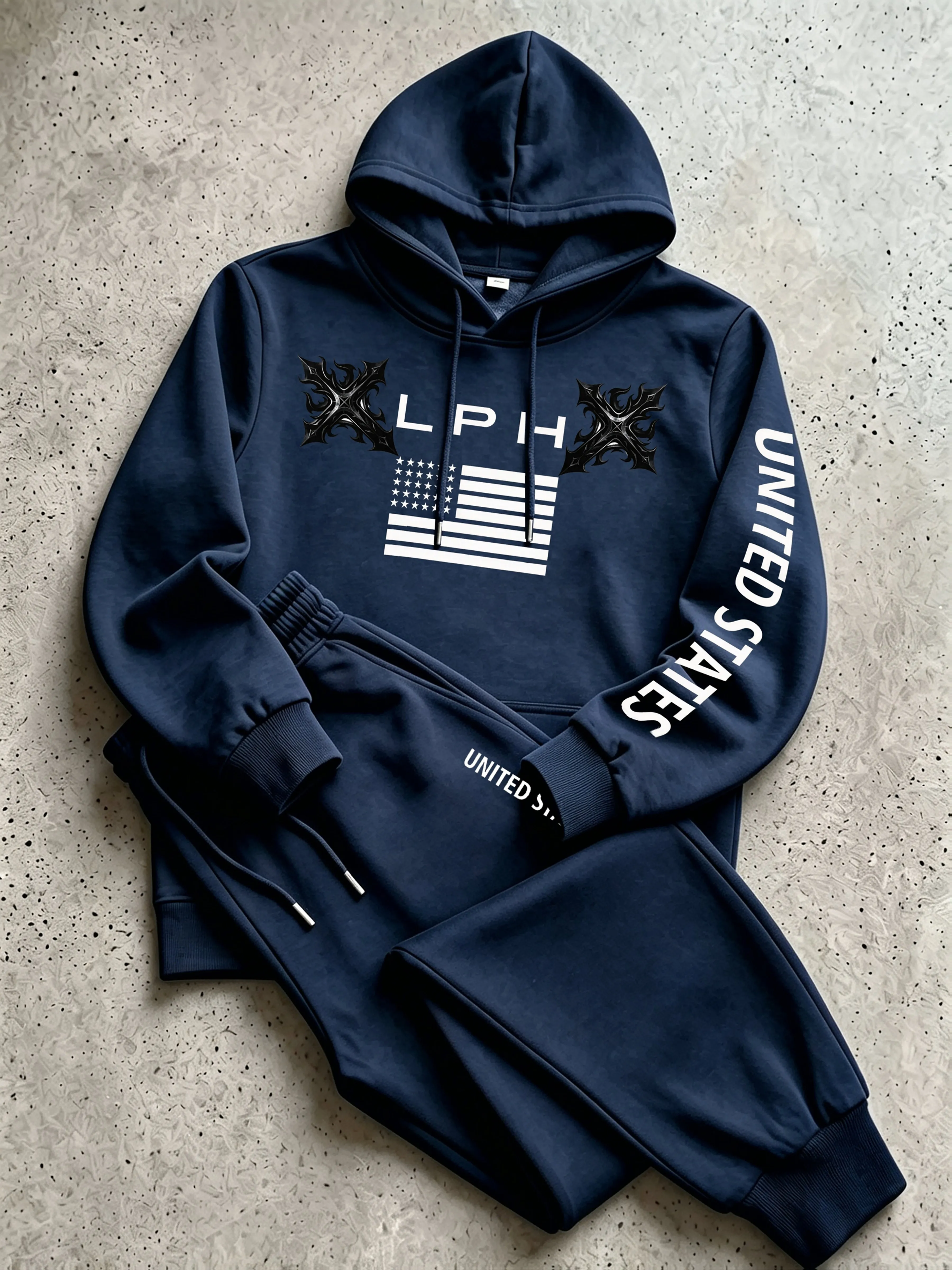 Jogger Sweatpants Men - メンズニット2ピーストラックスーツセット プルオーバーフーディー＆ジョガーパンツ カジュアルルーズフード付きスウェットスーツ ジョギング フィットネス デイリースポーツ用