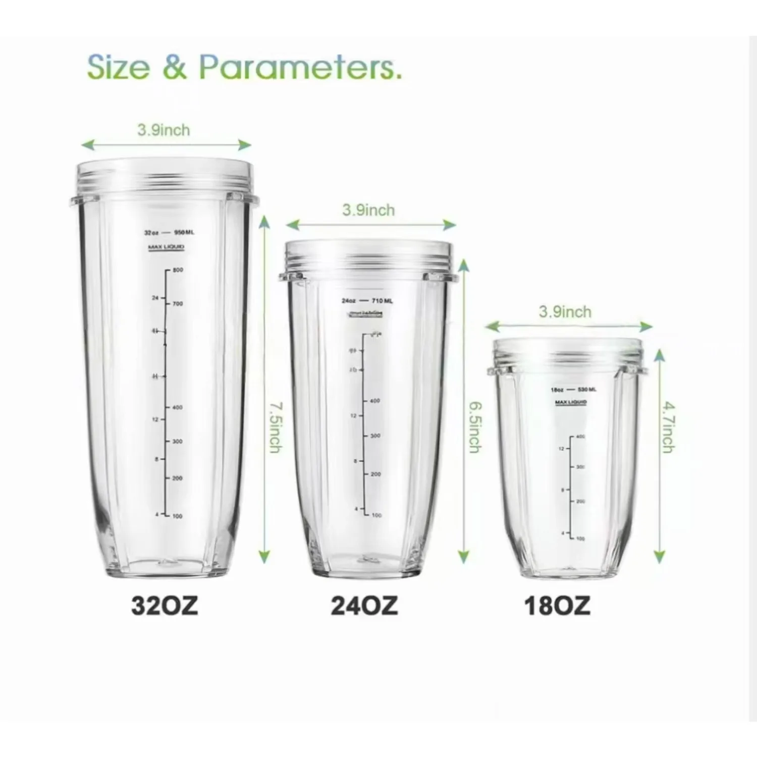 كوب شفرة 32 أونصة مع غطاء للذهاب وشفرة مستخرج 7 زعانف لخلاطات Nutri Ninja Auto IQ BL2012 BN801 BL487 BL487A BL488W BL450 #5