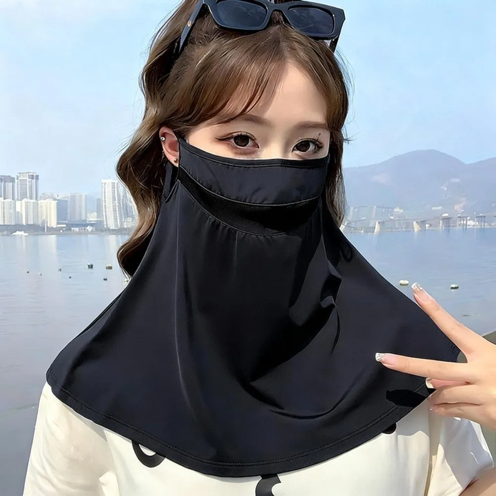 

Full Face Face Mask Three-Dimensional Slimming Design UV-Proof Mask Breathable Fabric Adjustable Neck Protection Cover