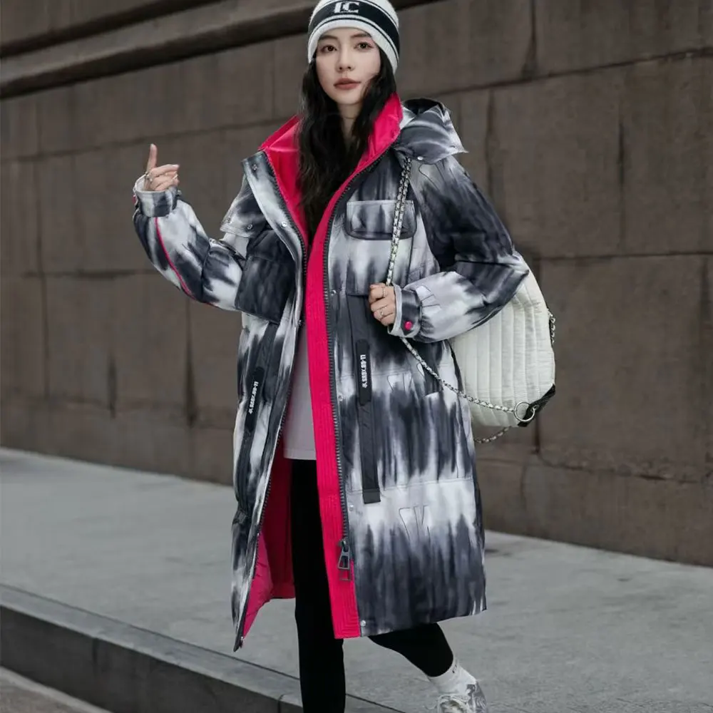 Gradient Winter Clothing Women 90% Duck Down Coat Fashion Long Puffer Jacket for Female Thick Warm Parkas Lady Outerwear 2025