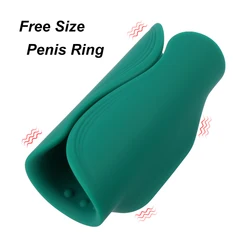 Free Size Exerciser With Vibrators Penis Enlargement for Men 18 Cock Ring Glans Sucker Male Masturbator Spikes Sex Toys Adults