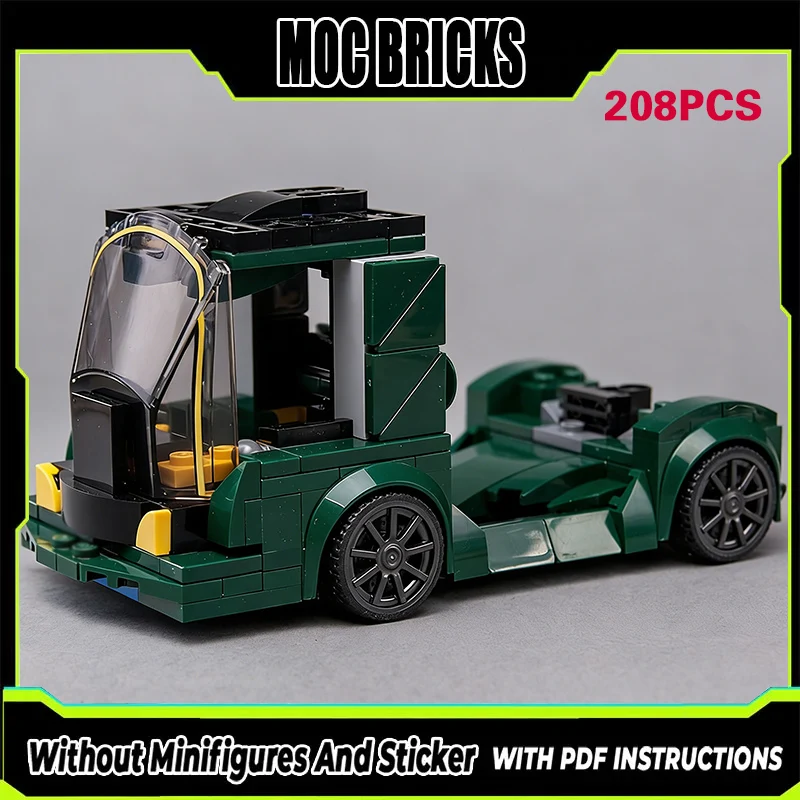

City Car Model MOC Building Bricks British Freight Green Semi Truck Modular Technology Gifts Holiday Assemble Children Toys Suit