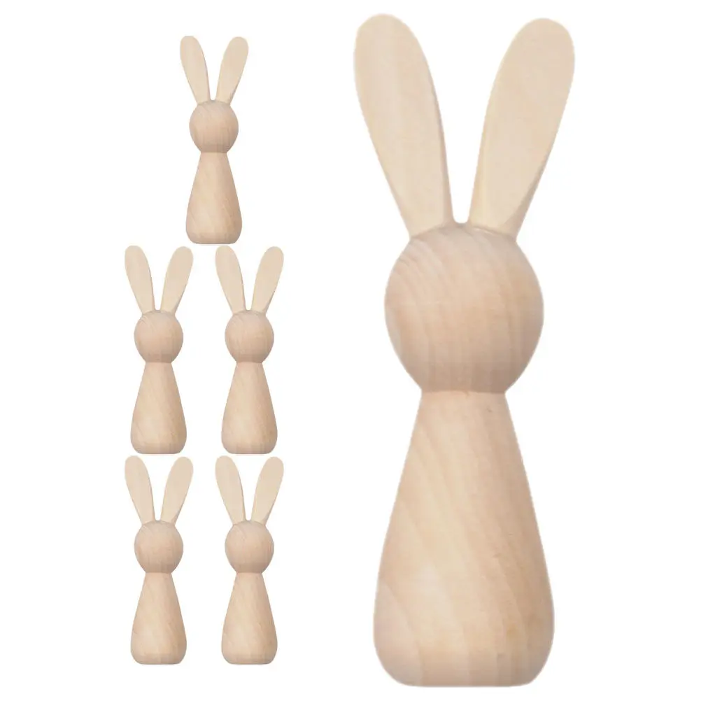

6Pcs Easter DIY Wooden Rabbit Craft Kit Unpainted Bunnies for Home Garden Wall Decor Spring Celebration Decoration