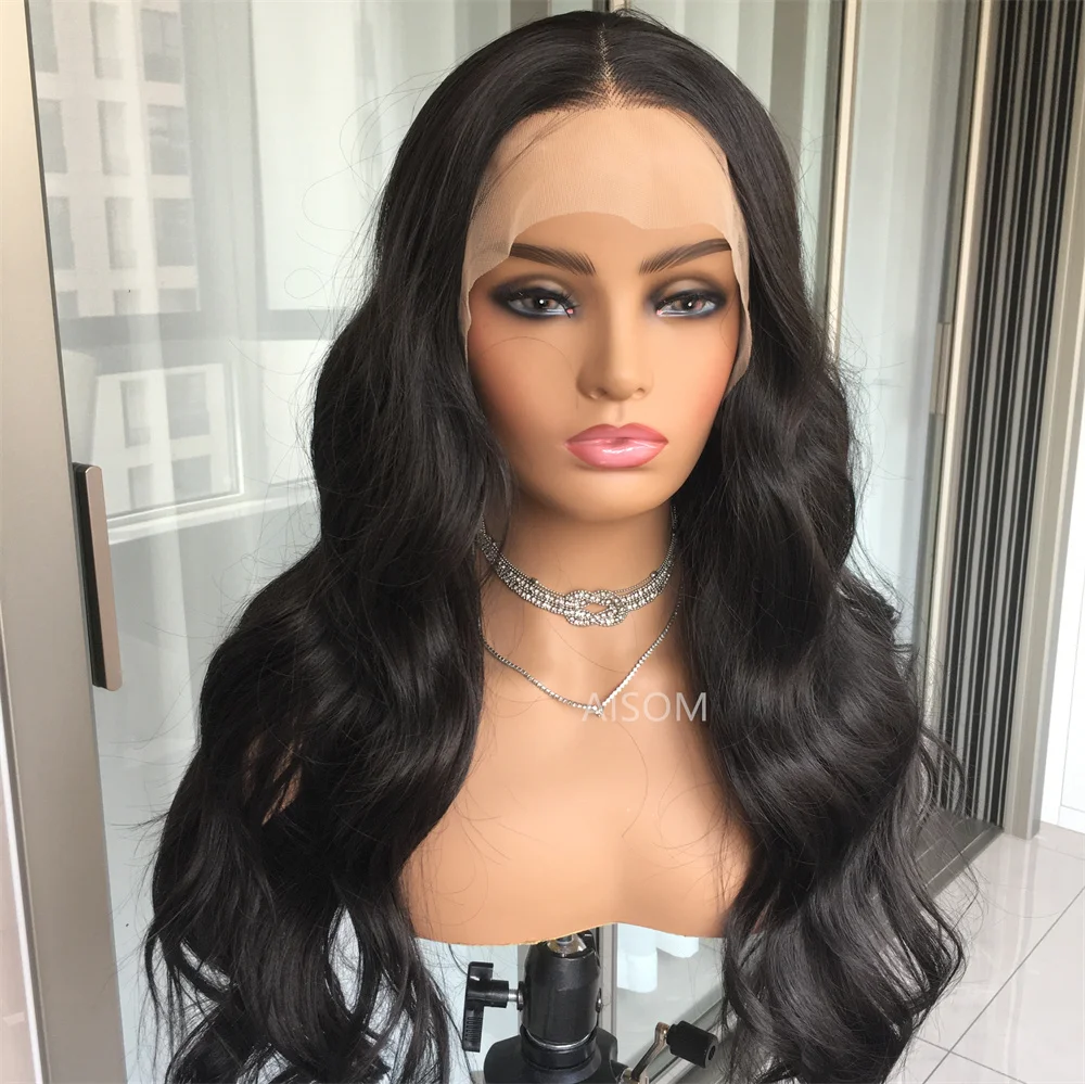 

Synthetic Lace Front Wigs Body Wave Glueless 13x4 Lace Frontal Wig Long Transparent Pre Plucked Heat Resistant Fiber for Women