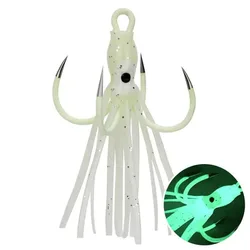 WEIHE 5pcs Night Light Four Hook Claw Hooks Anchor Hook Octopus Squid Bait Body Fish Iron Plate Swivel Treble Lot Fishing