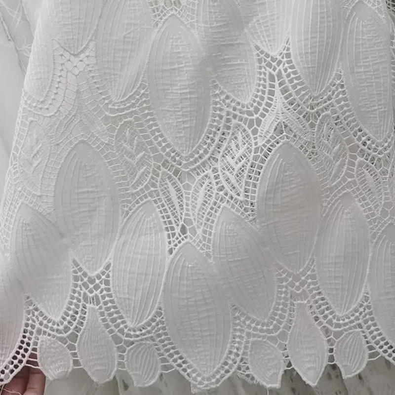 

Новейшая африканская кружевная ткань с вышитыми листьями и полая водорастворимая кружевная ткань, праздничное платье, нигерийская кружевная ткань