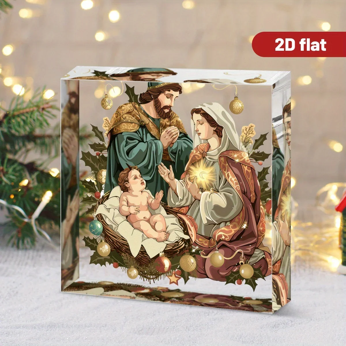 Brand Christmas Nativity Scene Acrylic Desktop Decor, Home Office Living Room Ornament, Ideal Gift Idea