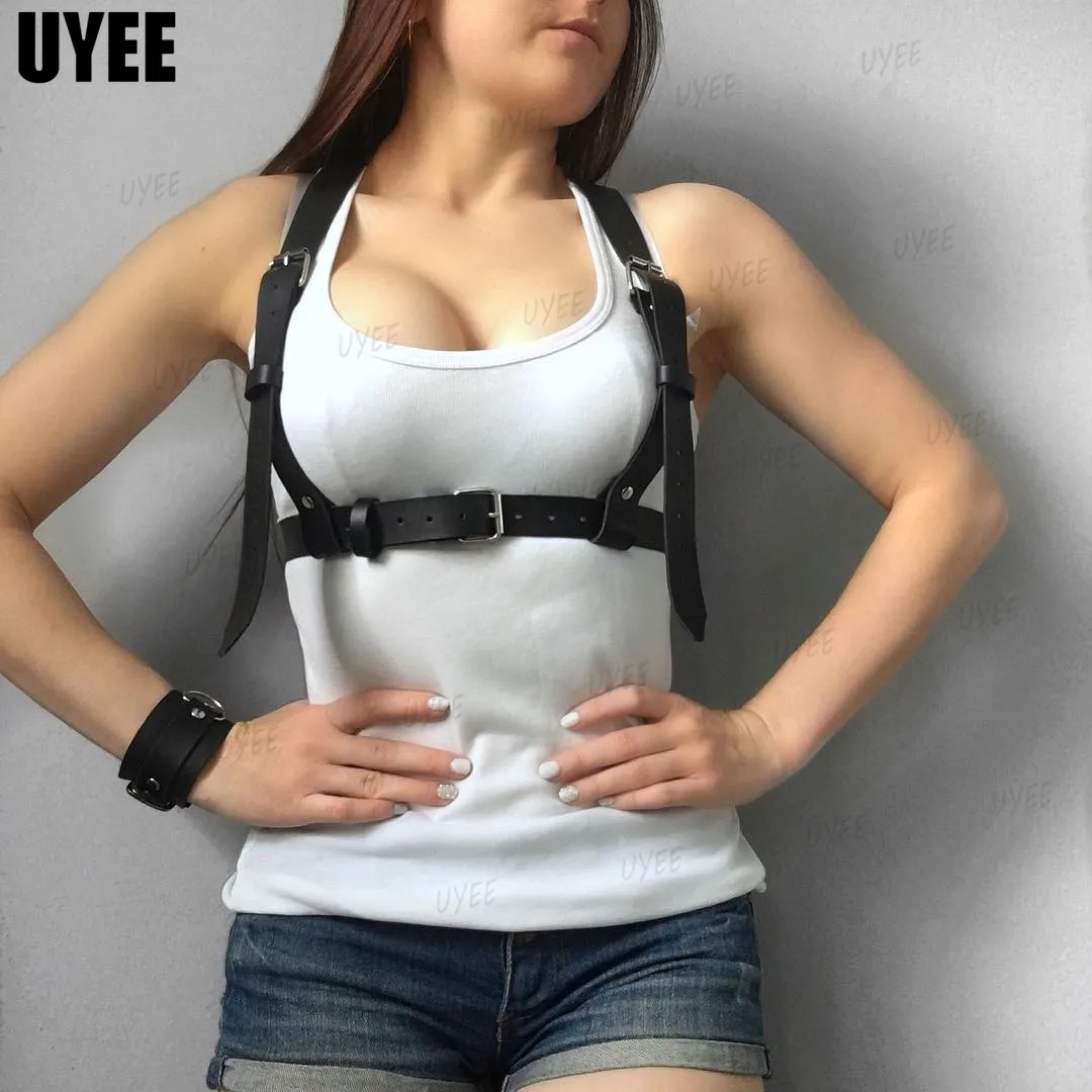 

UYEE Luxury Designer PU Leather Belt Handmade Waist Shoulder Straps Women Harness Harajuku Fashion Accessories Gothic Garter