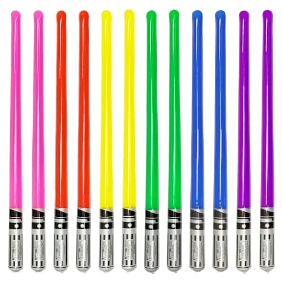 

Pack of 12 Party Weight Inflatable Lightsaber- 2 Pink, 2 Red, 2 Yellow, 2 Green, 2 Blue, 2 Purple Rainbow Pack