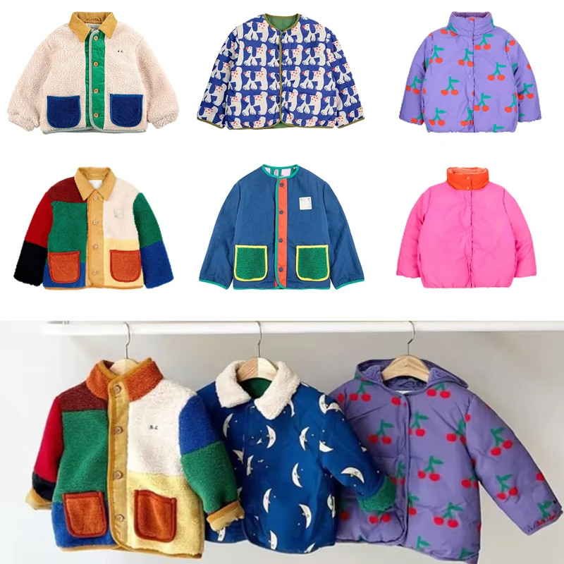 

aw24 kids thick winter jacket for boys girls cute print fashion warm coat baby children cotton outwear tops clothing