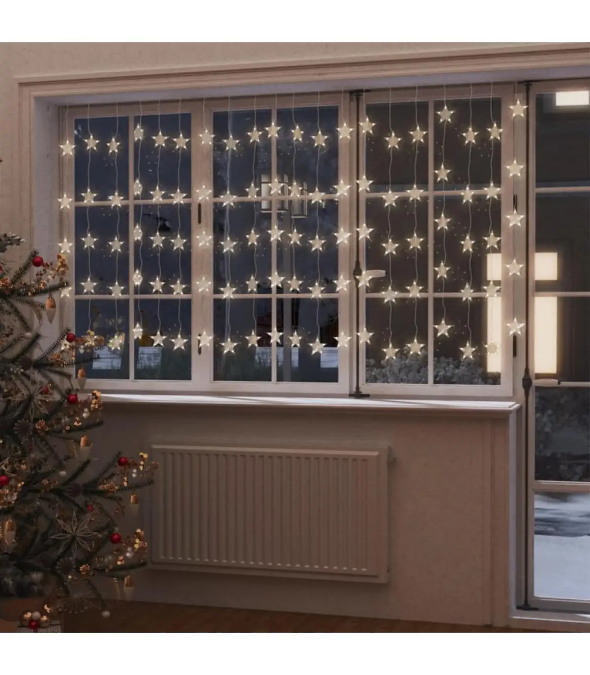 Christmas lights curtain fairy lights Star 8 function 500 LED warm White